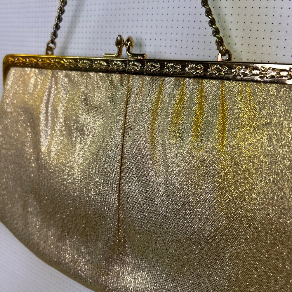 Vintage Elegant Gold Evening Clutch • Metallic Formal Party Bag • Timeless Glam